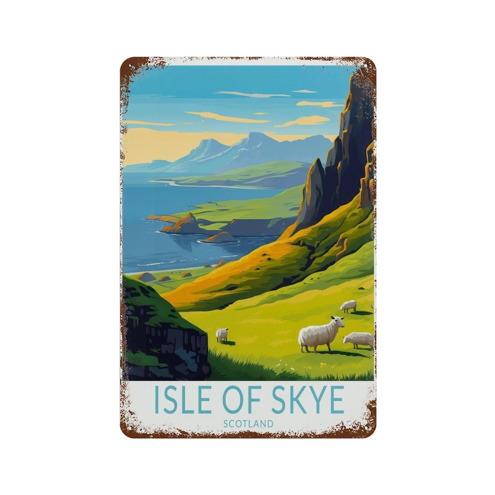 xiaoxiaoshen Isle of Skye Travel Scotland Coast Decor, Custom P (2) Wall Decor Art Metal Tin Poster Modern Home Decor Art Home Bar Shop Decorations Vintage Sign 30x20cm