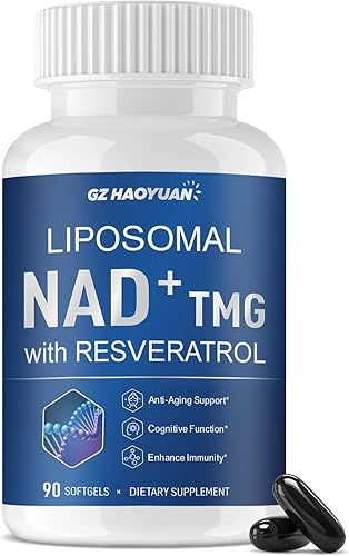Suplemento liposomal NAD+, suplementos NAD para mujeres y hombres con resveratrol de ribósido de nicotinamida, aumenta los niveles de NAD+, energía