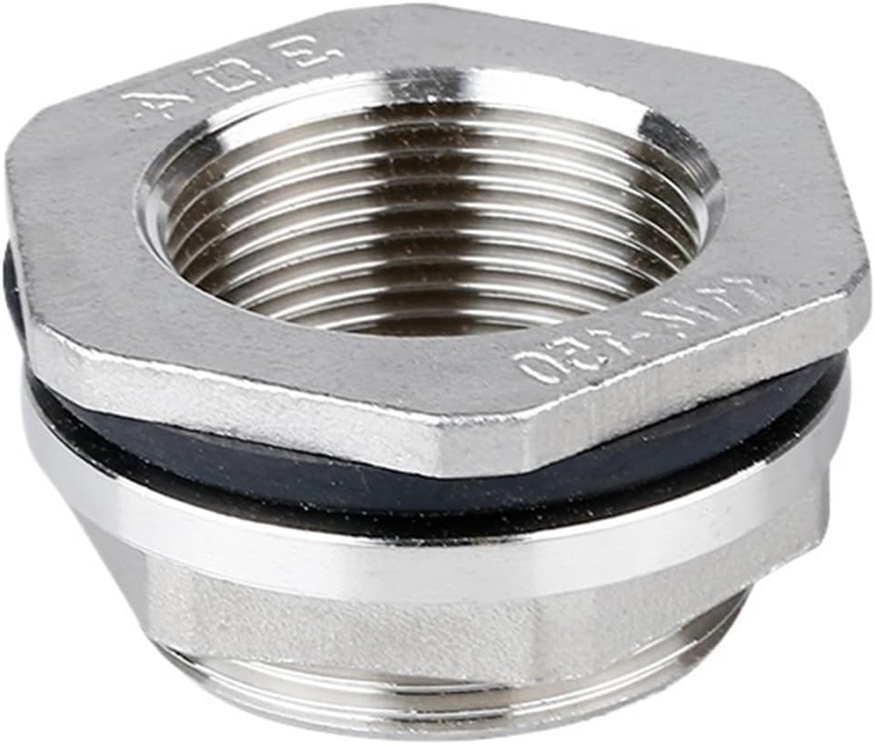 1/4" 3/8" 1/2" 3/4" 1" 1.5" 2" BSPT Female Short 316L 304 Stainless Steel Bulkhead Lock Pipe Fitting Union Water Tank Aquarium(SS316L,1/2")