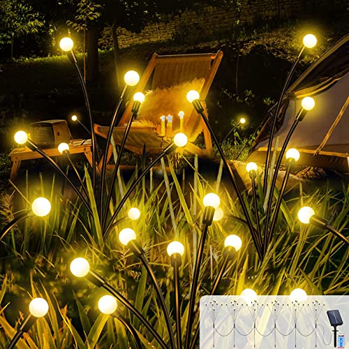 Acxilexy 6 sztuk zasilanych energią słoneczną światła Firefly, 48 diod LED, wodoodporne lampy ogrodowe, kołyszące, pilot zdalnego sterowania, 8 trybów