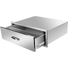 Outdoor Kitchen Single Drawer BBQ Drawer Stainless Steel Access Drawers with Exquisite Handle for Outdoor Kitchen Island or Grill Station 30" W x 10" H x 23" D
