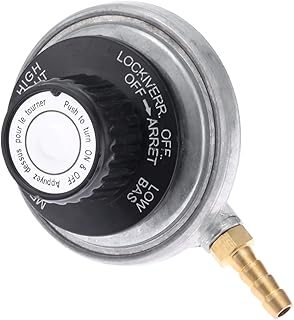 Low Pressure One Pound Propane Tank Adjustable Gas Regulator Control Valve with 1/4” Barb Hose Connection and 1"-20 Female Cylinder Thread Inlet and Outlet (1/4" Barb=6.35MM)