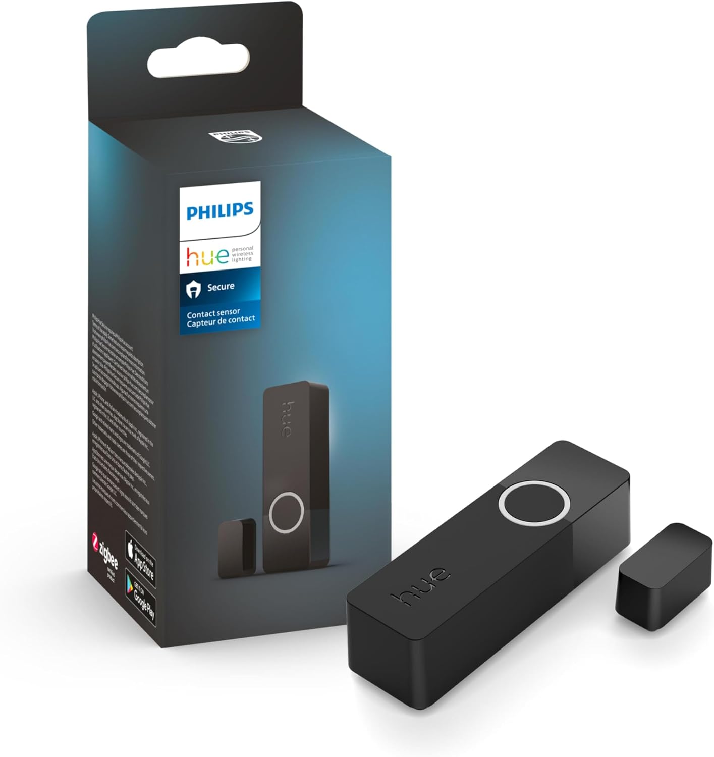 Philips Hue Secure Smart Contact Sensor, Black – 1 Pack, Door Sensor Made for Indoor Doors and Windows, Door Alarm Requires Hue Bridge, Works with The Hue App