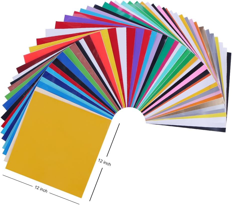 55 Pack Premium Permanent Self Adhesive Vinyl Sheets-Assorted Colors (Glossy, Matte, Brushed) for Other Cutters & Decals 12”x12” : Arts, Crafts & Sewing