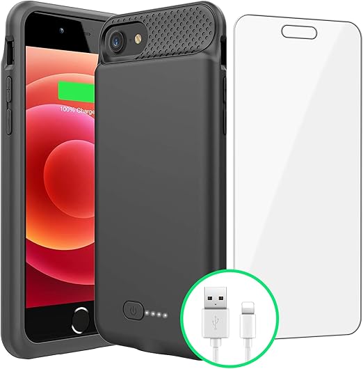 BOPPS Battery Case for iPhone 8/7/6s/6/SE(2022/2020), Ultra Slim Powerful 6000mAh Charging Case 360°Protection Rechargeable Extended Battery Charger Cases for iPhone 8/7/6s/6/SE(3rd and 2nd gen)