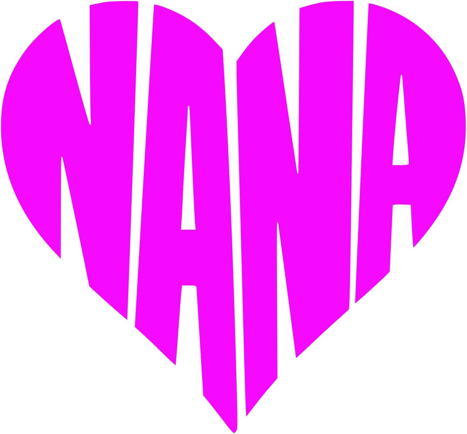 Wsgoo LU Coco Creations Nana Heart Decal/Sticker 5.0 (Color HOT Pink) Cute for Windows,Cars,Trucks,LAPYOPS and More.