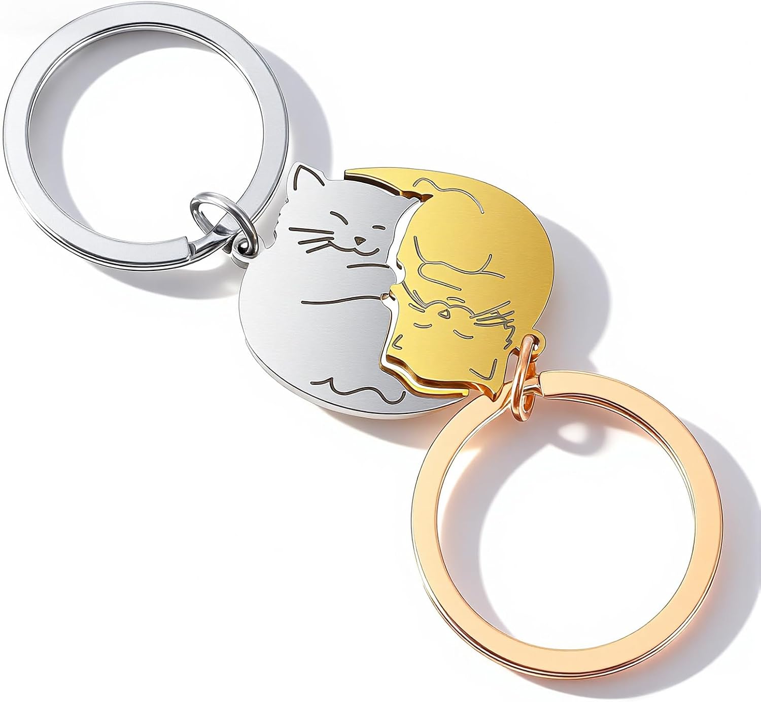 Ouligay 2pcs Cat Couple Matching Keychain for Boyfriend Girlfriend, Best Friend Birthday Gifts for Women Friendship, Valentine's Day Gift for Boyfriend Husband Wife Him Her Bf Fiance Fiancée