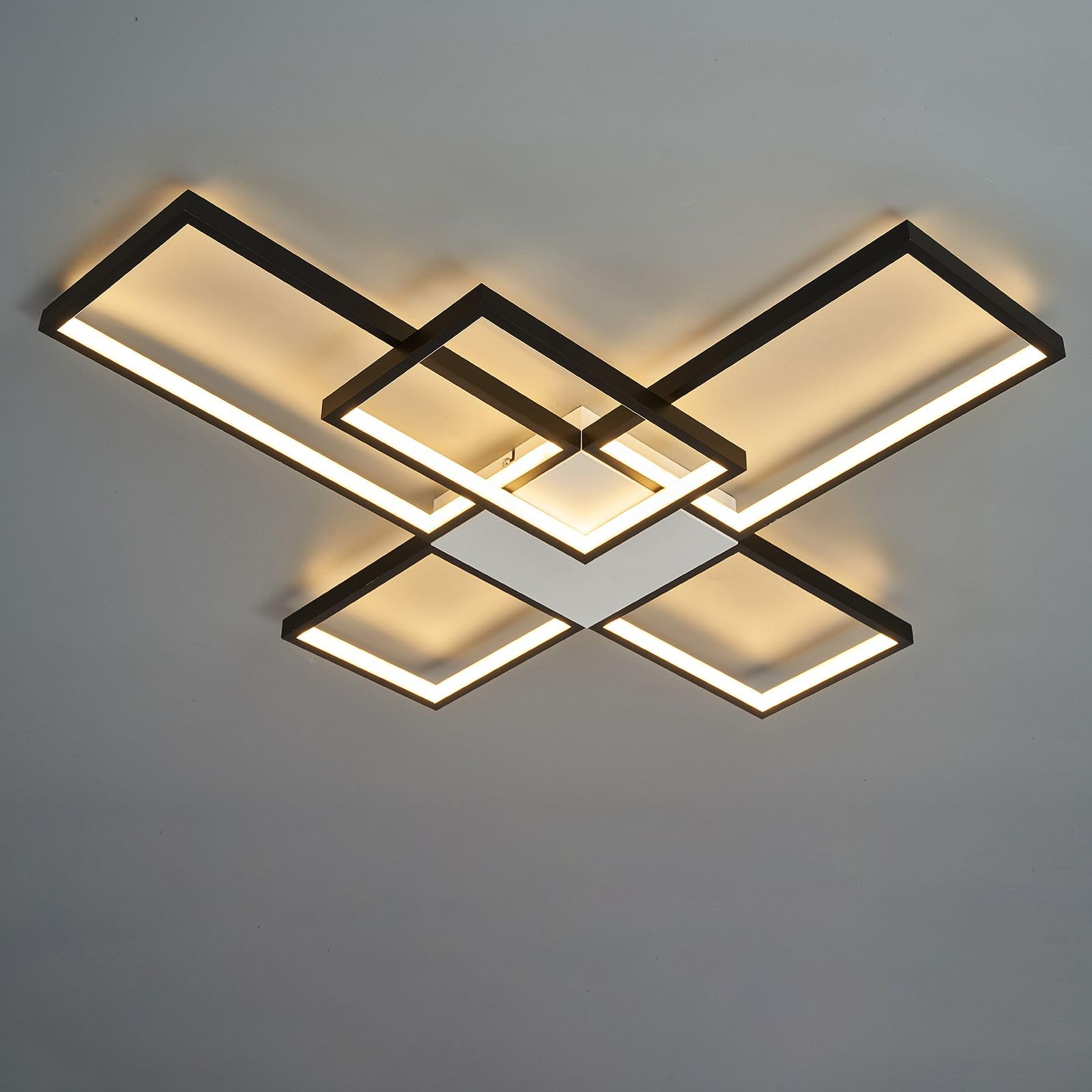 Lampada Da Soffitto nera opaca Luminosità Dimmerabile 3000k-6000k Lampadario Per Soggiorno Sala da pranzo Dimmerabile Con Telecomando 72v 5040LM (Black-BLS-FH102-S)