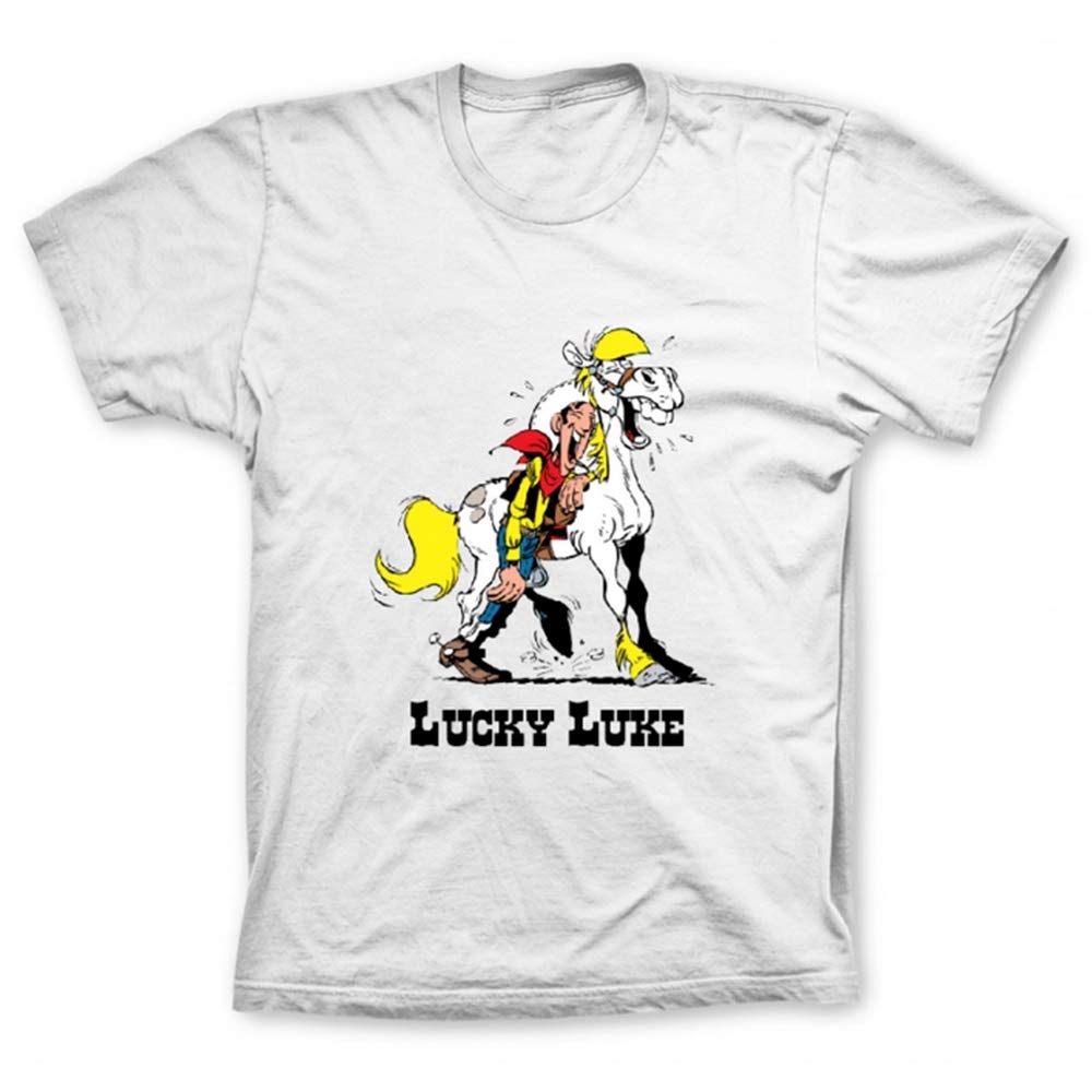 T-shirt Lucky Luke et Jolly Jumper en coton blanc taille L pour homme