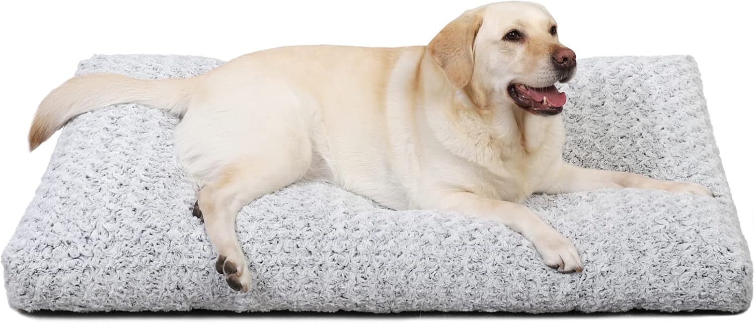 KSIIA Cuscino per Cani Taglia Grande, Cuccia Cane Interno, XL, 105x70cm, Base Antiscivolo, Lettino per Cani, Lavabile in Lavatrice, Materassino Cane, Grigio