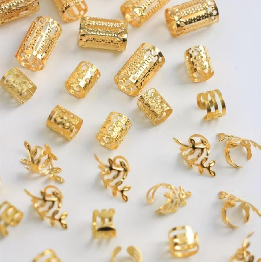 Vıntage Örgü Saç Yüzüğü Yapraklı Model Toka Set (20 Adet) (altın) - Görsel 2