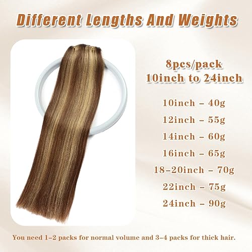 Miniatura 7 de Extensiones de cabello humano real con pinzas, doble trama, hechas a mano, lacio, extensiones de cabello humano 100% virgen brasileño 100% para