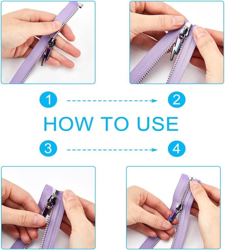 GORGECRAFT 1 Box 14Pcs Lightning Rainbow Zipper Pulls #5 Alloy Zipper Slider Coloful Zipper Head Replacement Metal Slider Pull Tab for Purse Handbag Making Craft Sewing DIY Tailor Luggages Bags