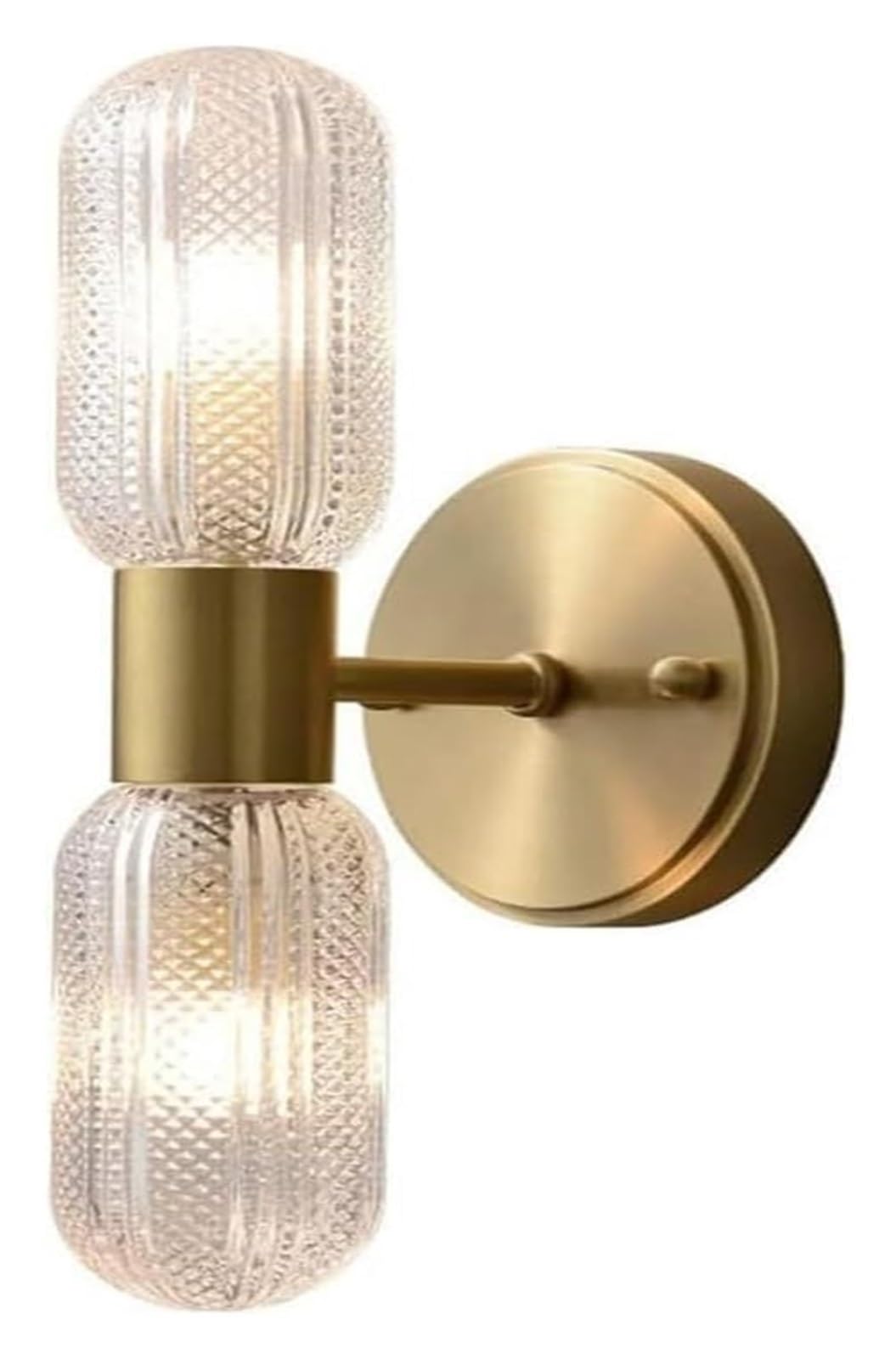 VDOQTLJT Retro Style Wall Lamp Rustic All Copper Double Head Light Cylinder Shape Glass Sconce Lamps sconces
