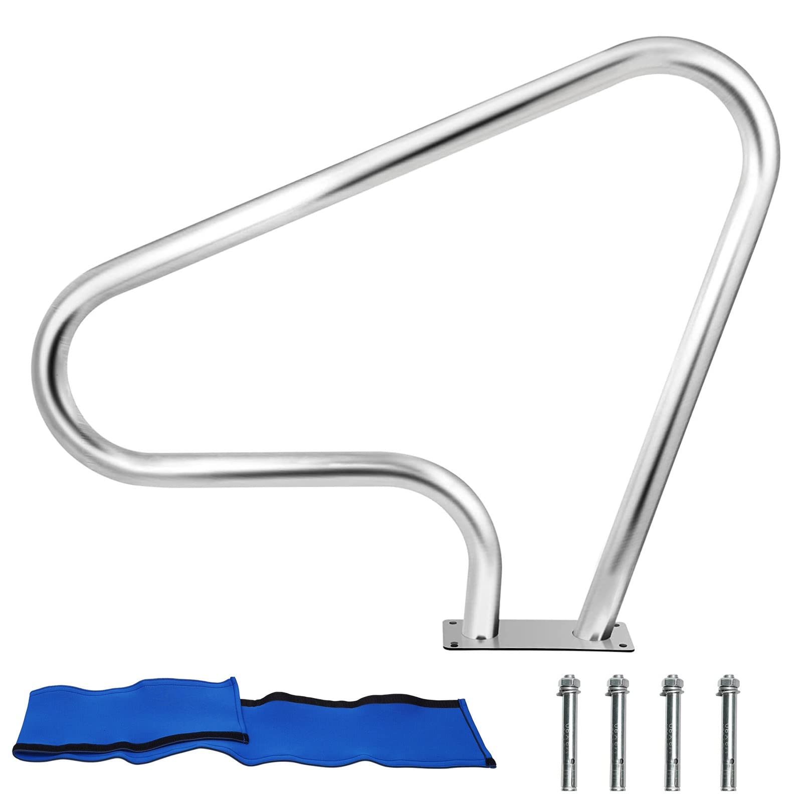 Rampe Piscine en Acier Inoxydable, 98 * 81cm Main Courante Rail Barre D'Appui De Piscines Tube avec Housse Poignée, Main Courante pour Entrée en Pente Spa Parc Aquatique (Size : 1 Pack)