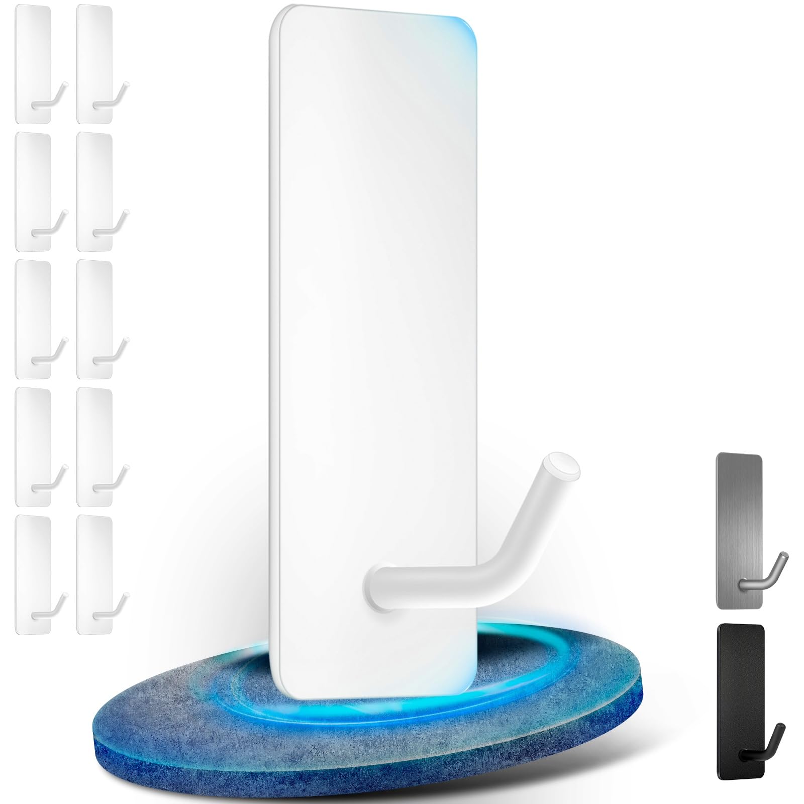 Handtuchhalter ohne Bohren 10er-Pack, Haken Selbstklebend 304 Edelstahl, Klebehaken Extra Stark Kann Großen Artikel Hänge, Wandhaken Selbstklebend für Bad, Toilette & Küche,Rostbeständig Handtuchhaken