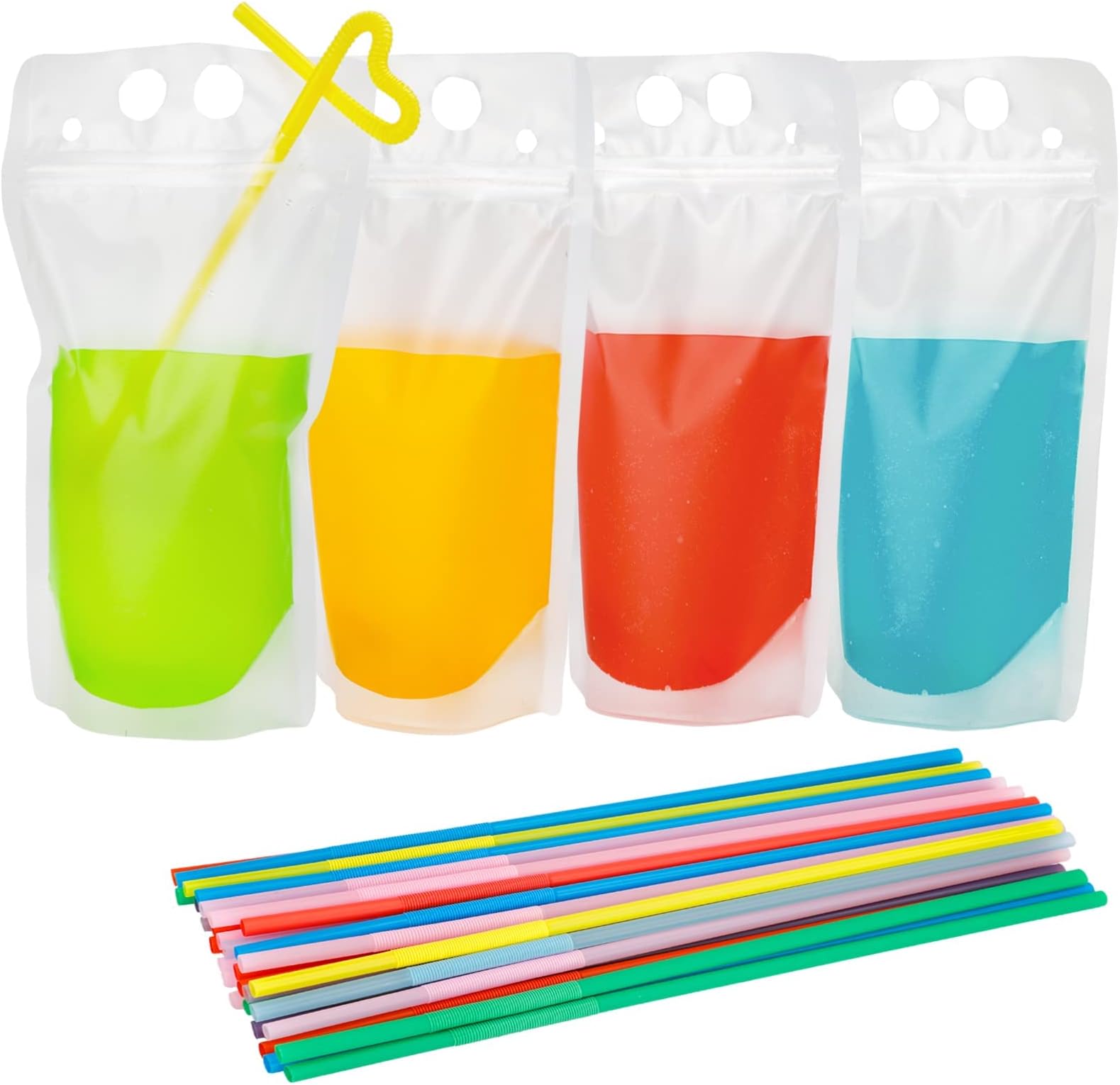 100 Pcs Drink Pouches for Adults, Handheld Reusable Clear