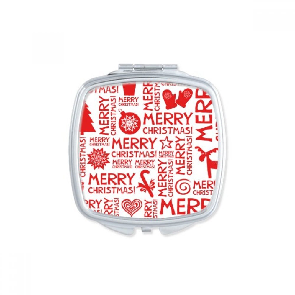 Miroir de poche portable carré rouge illustration de Noël multicolore