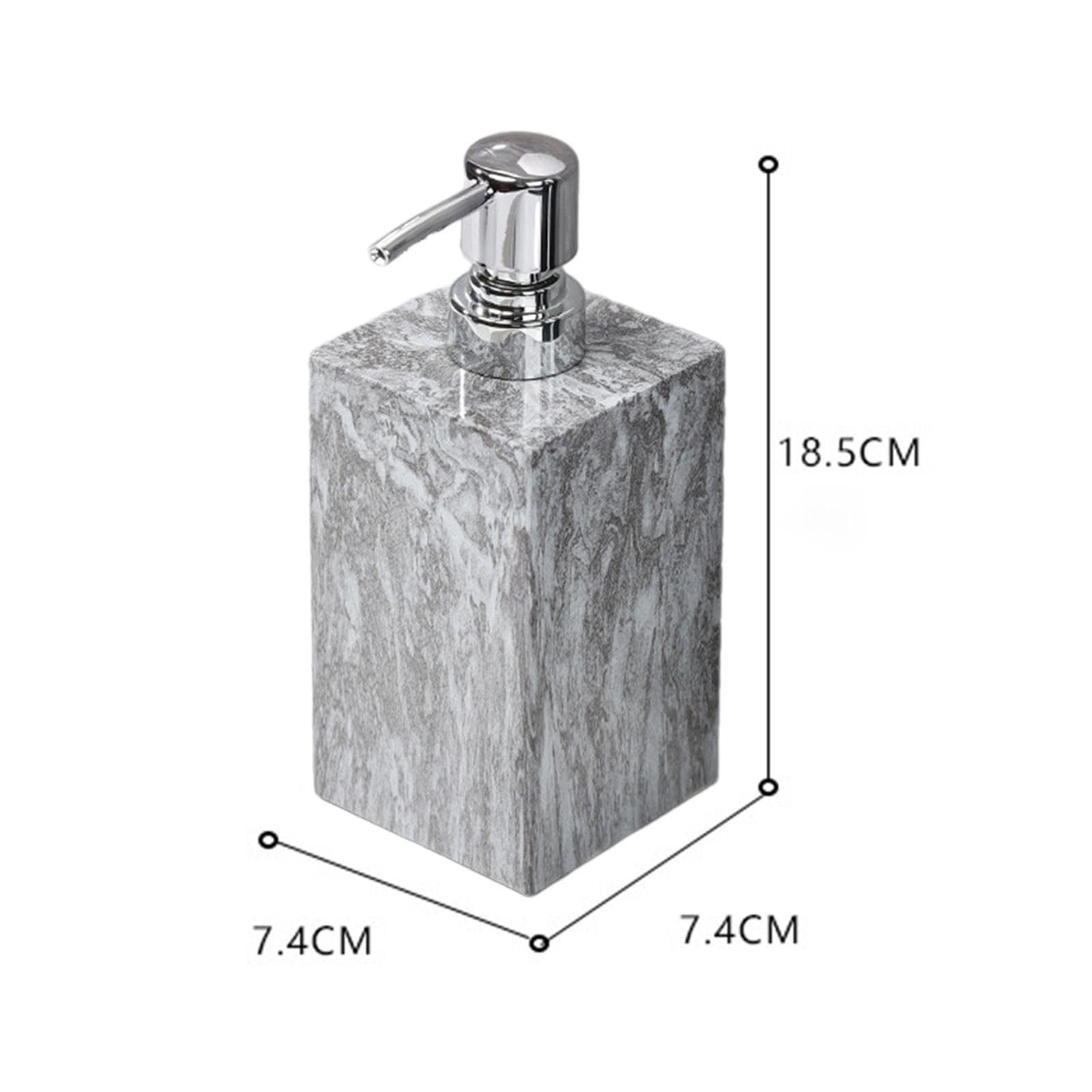 Dispenser di Sapone in Marmo con Pompa in Acciaio Inox, Elegante Contenitore per Lozione Antiruggine, Flacone Decorativo per Piano di Lavoro, Grigio