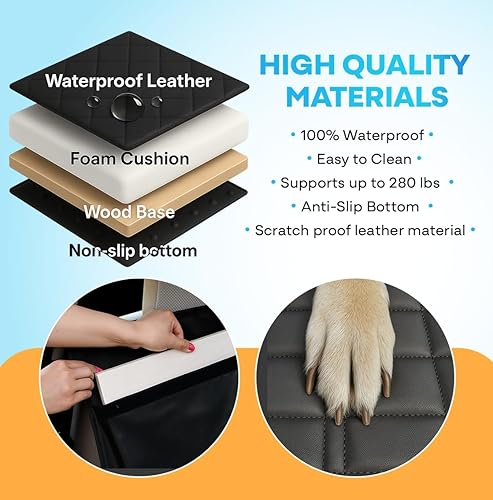 Miniatura 5 de APetsPlanet Funda de asiento de automóvil para perro para asiento trasero con parte inferior dura, extensor de asiento trasero impermeable para