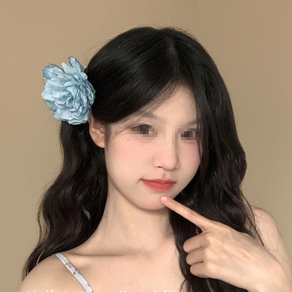 3PCS Boho Peony Flower Hair Clip Artificial Flower Hair Barrettes Floral Hairpins Hair Accessories for Women Brides Party Wedding Decor Vacation Beach Party - Image 2