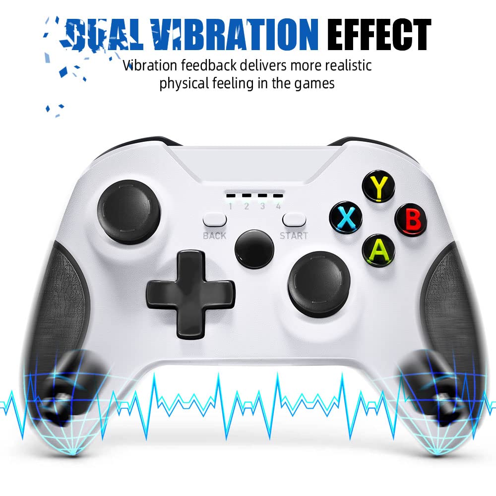 Wireless Controller for Xbox One, Moofahom Gamepad 2.4GHZ Game Controller Compatible with Xbox One/One S/One X/One Series X/S /Elite/PC Windows 7/8/10 with Built-in Dual Vibration（White）