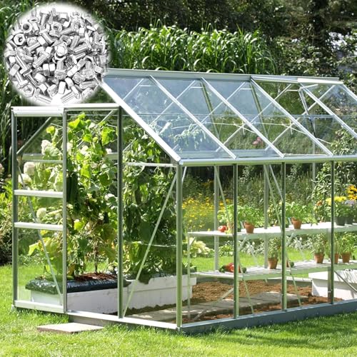 M6x22mm Aluminium Gewächshausschrauben und -muttern, Hochleistungsrost Hardware Kit für Gewächshaus-Montage und -Reparatur, Baugruppe enthält 20 Schrauben und 20 Muttern