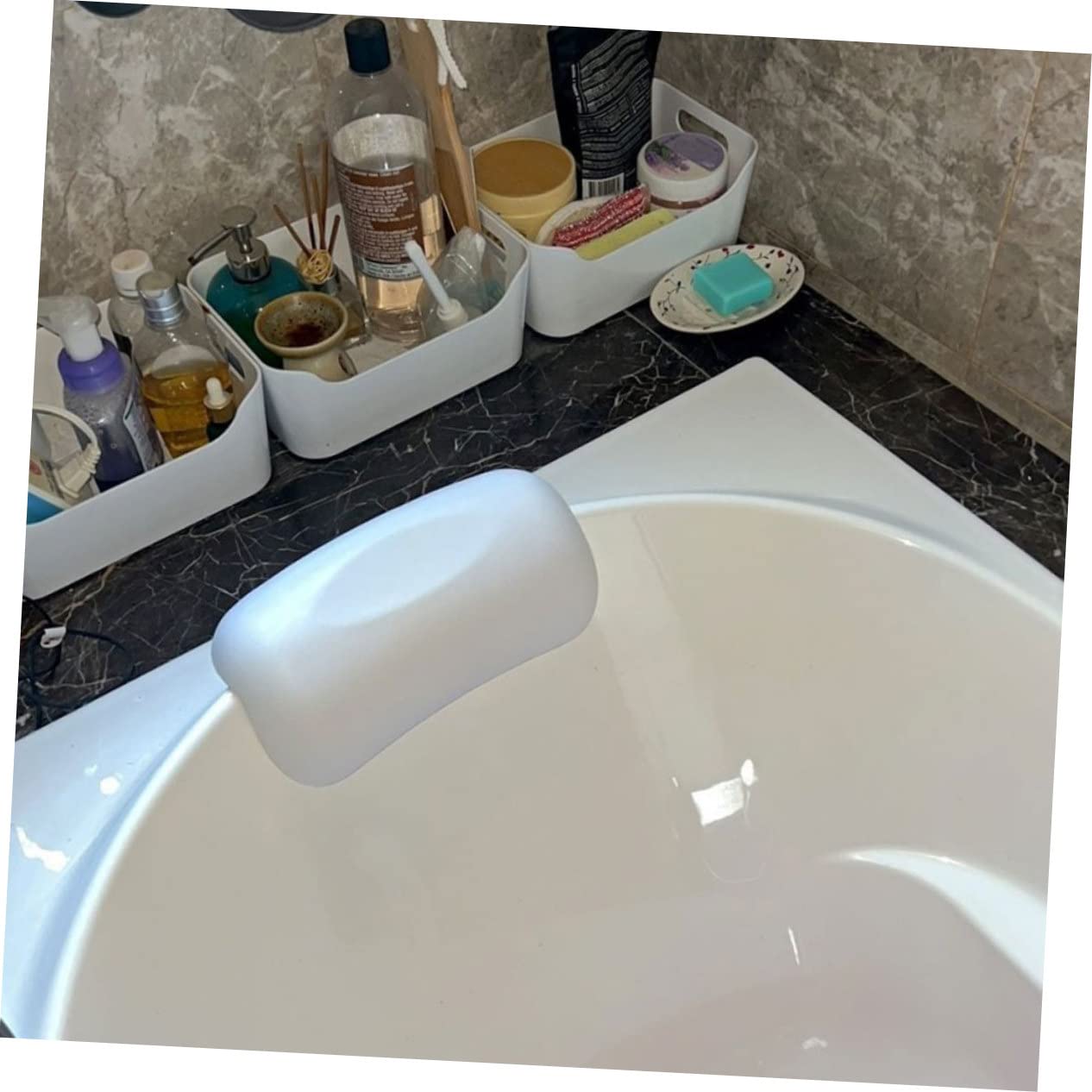 WOONEKY Cuscino Da Bagno con Ventose Cuscino per Vasca Spa Confortevole per Uso Domestico per Rilassarsi Supporto per Collo La Testa