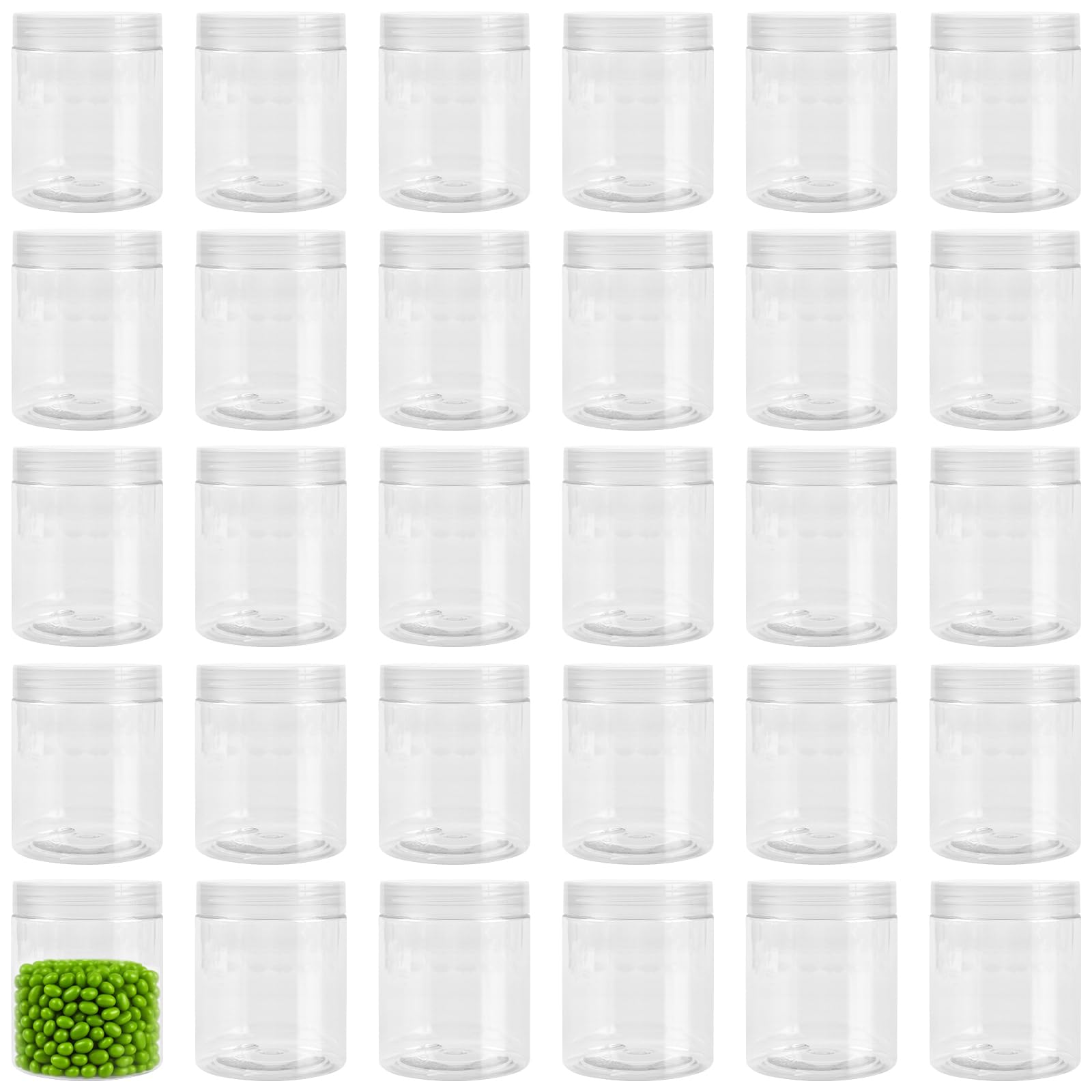 30 PCS 250ml Clear Storage Jars, Wide Mouth Plastic Storage Jars with Lids