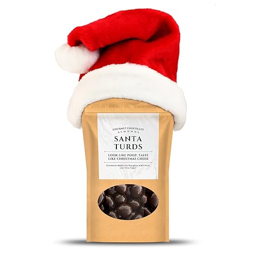 Miniatura 7 de Almendras de chocolate oscuro de Santa Turds, regalos gourmet de Kepperton para hombres, divertidos dulces navideños para adolescentes, rellenos de