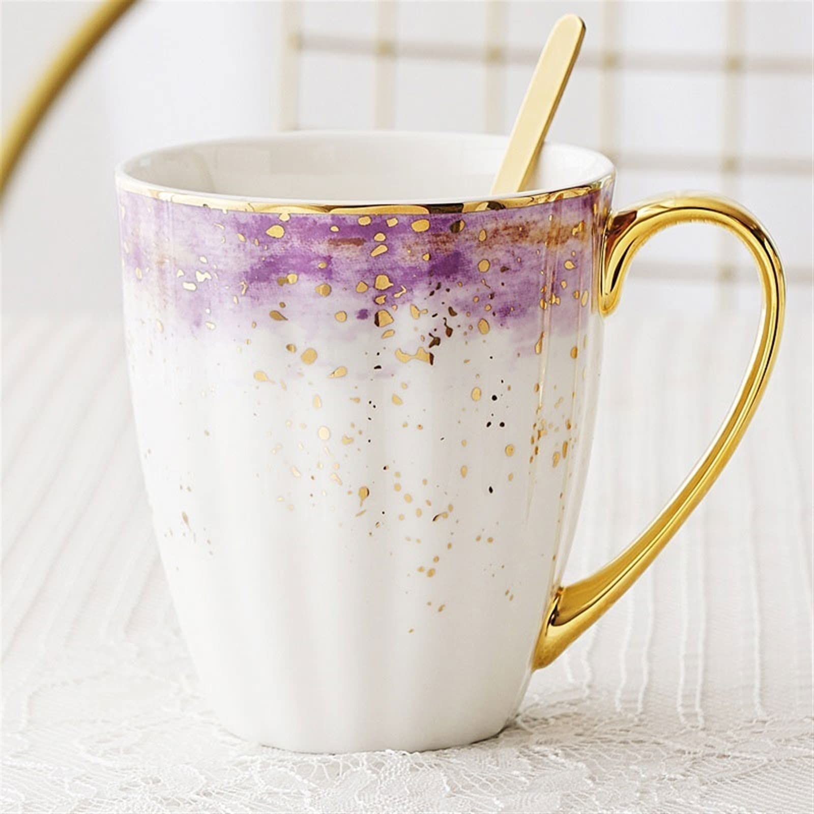 Latte Coffee 400Ml Wykwintny Kubek Do Wody Z Porcelany Kostnej Do Użytku Domowego Z Łyżeczką Filiżanka Do Mleka Na Śniadanie Zestaw Do Kawy