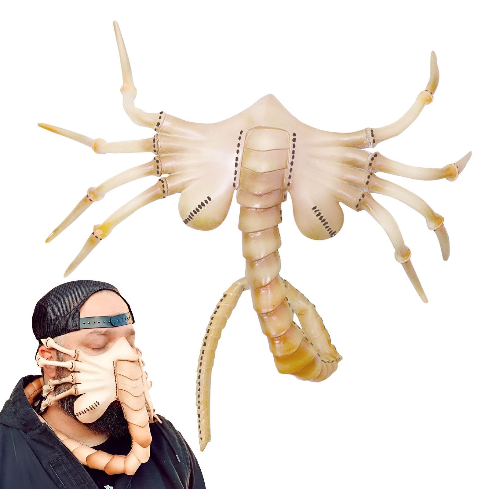 Máscaras de extraterrestre Facehugge-r, máscaras de látex de alienígenas, máscaras de látex de extraterrestre de película de terror de Halloween, máscaras de juego de rol, película de terror realista,