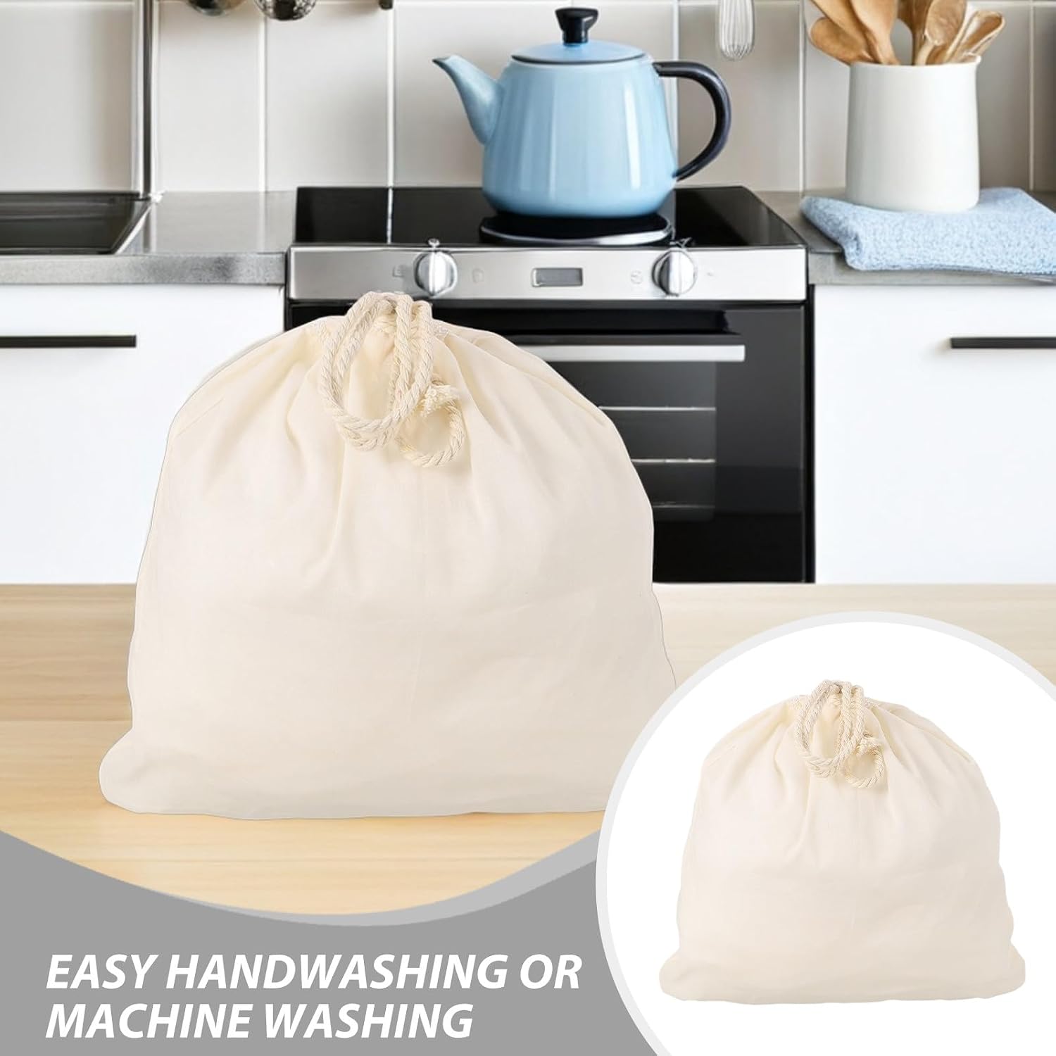 GLEAVI Cheese Cloth Bag For Straining: 13x13 inch Disposable Tea Filter Bag With Drawstring - Cotton Strainer For Loose Leaf Tea Coffee & Spice