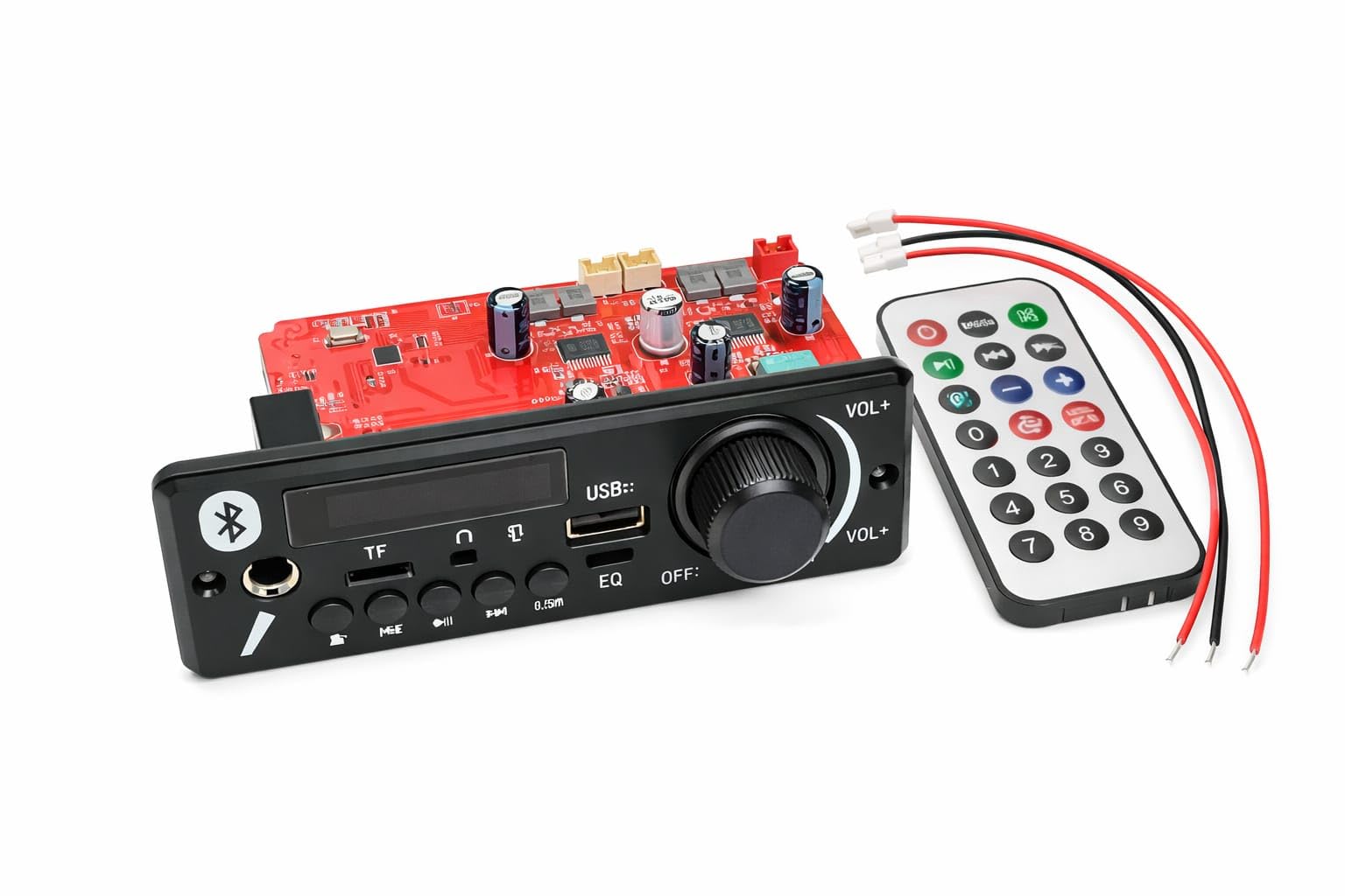 Music Player Modules with Remote, Stereo Board with Built in Display Bluetooth, FM,USB,SD-Card Slot,Aux & Amplifier for DIY/Cars-image-31