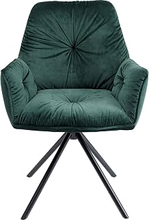 Kare Silla Mila de diseño, Color Verde, con reposabrazos, Aspecto de Terciopelo, Patas de Acero, Hecha a Mano, 89 x 60 x 65 cm (Alto x Ancho x Profundidad), Color Verde
