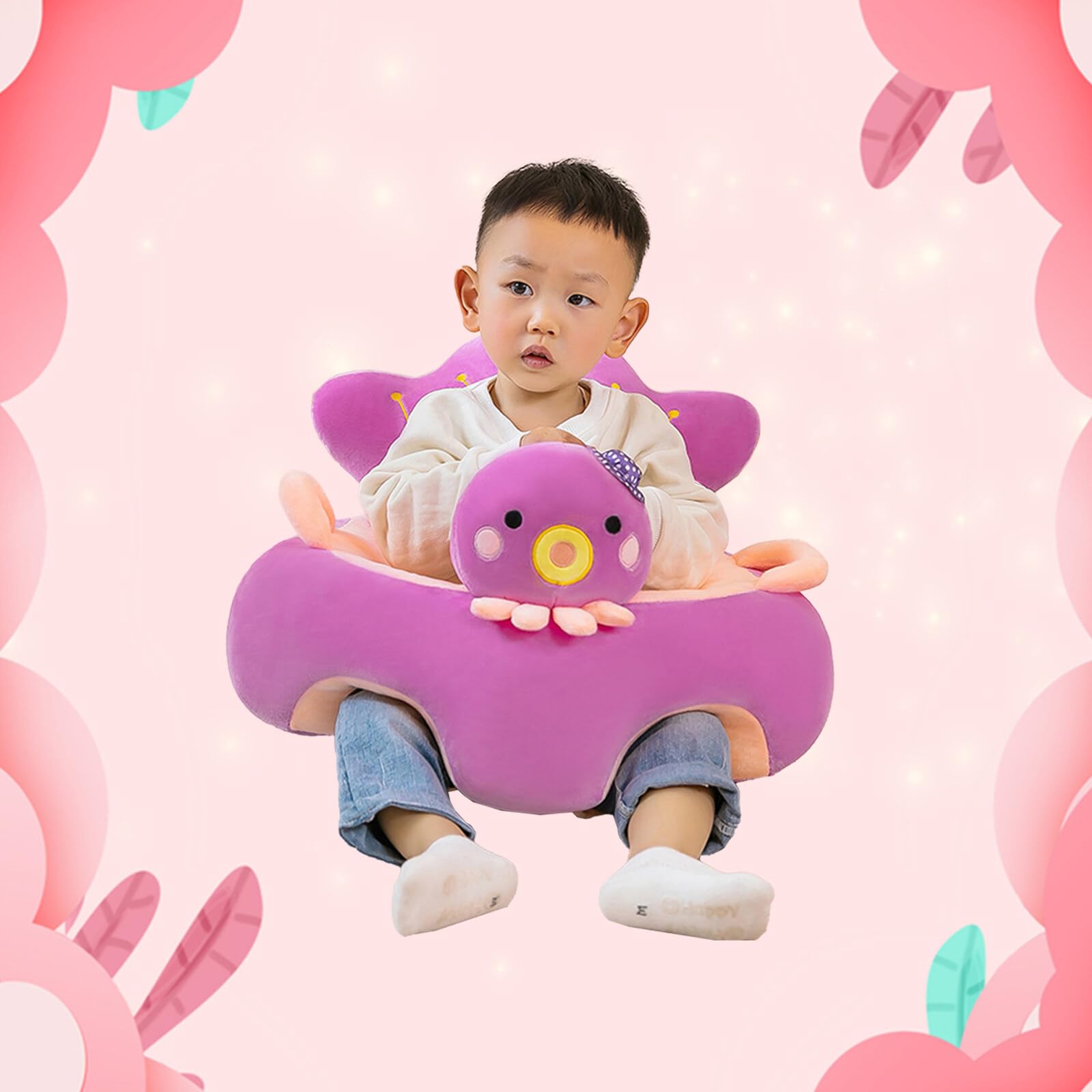 SOONHUA Baby Sofa Stuhlbezug, Baby Boden Plüschliege, leichte Oktopus-Form, für Babys, Lernsitz, Stuhlbezug für Säuglinge, Kleinkinder, Babyzimmer, Spielzimmer (ohne Füllung)