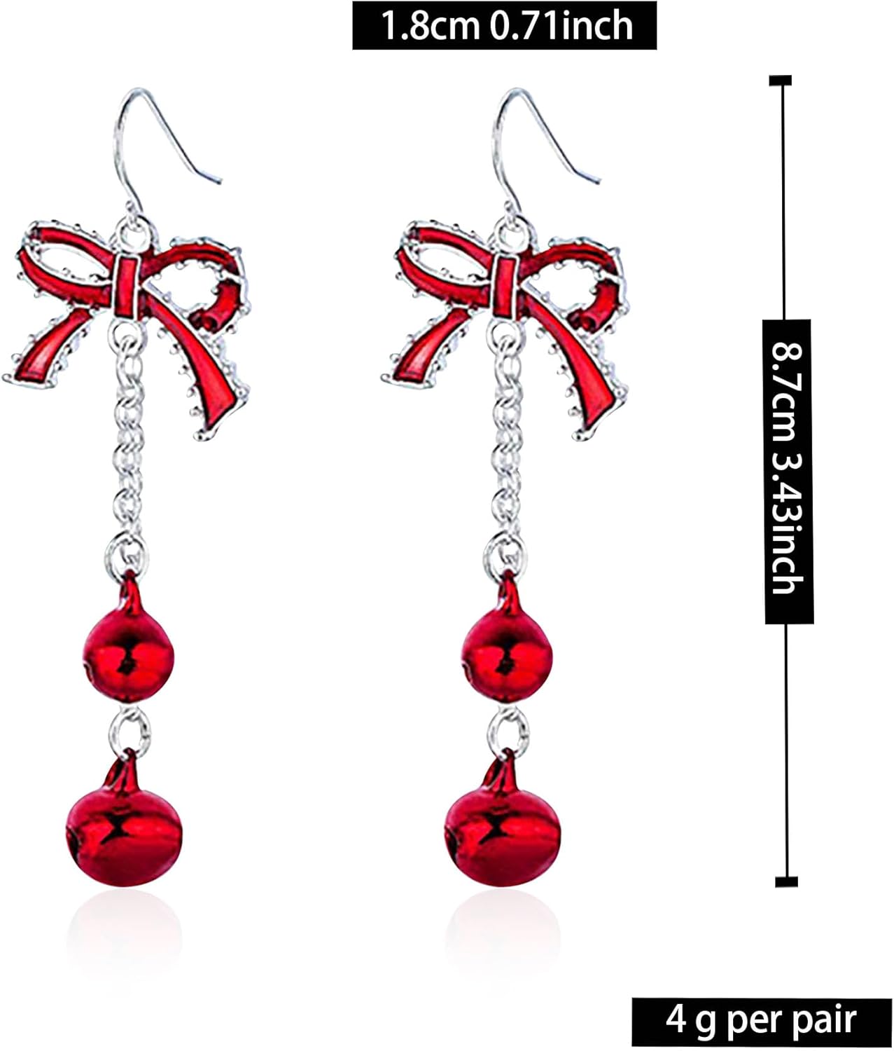 Christmas Bell Earrings for Women Festive Holiday Tassel Drop Dangle Bells Red Green Jewelry - Image 4