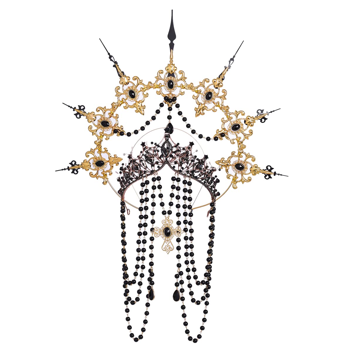 BLESSUME Halo Crown Mary Goddess Headband Women Halloween Costume Headpiece (Gold and Black 4) โ image 1