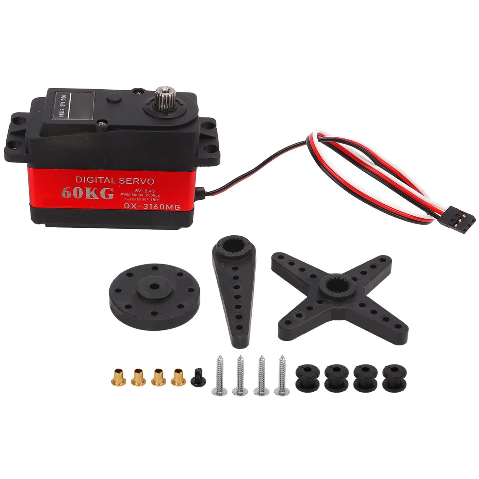 Servo digitale ad alta coppia da 60 kg, servo RC impermeabile ad alta tensione da 8,4 V, ingranaggio completamente in metallo, per auto telecomandate, barche, aeroplani, co