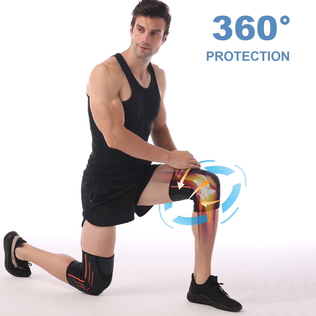 Dualeco Genouillère Sport/Musculation/Football 1 Paire, Antidérapant Genouillere, Respirant Genouillères Ligamentaire Latéral/Rotulienne/Ménisque