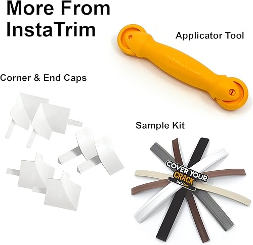 Miniatura 9 de Cinta adhesiva InstaTrim solución flexible, autoadhesiva, para calafateo y recorte, cubre espacios en paredes, techos, zócalos, suelos, encimera,