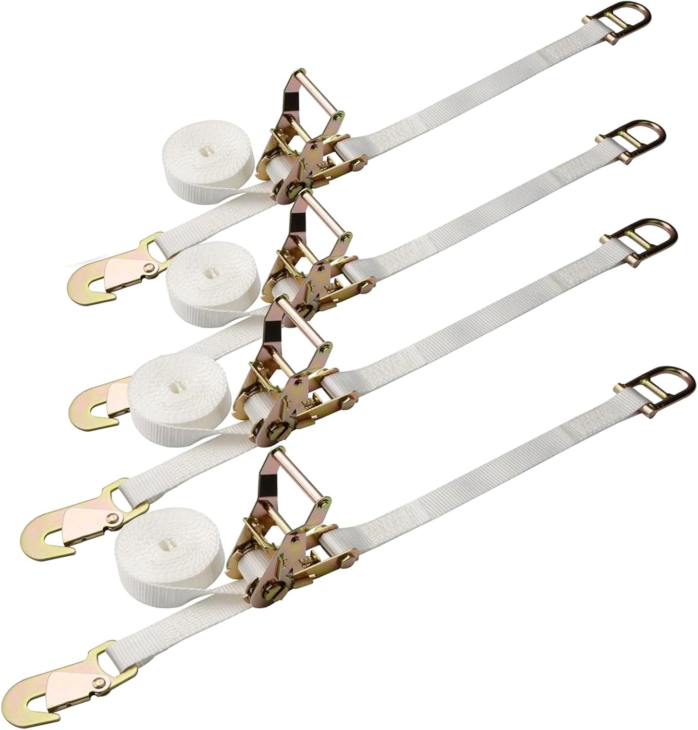 XSTRAP STANDARD 4PK 1" Ratchet Tent Straps with Snap Hook & Double D-Ring - 12ft Heavy Duty Tie Downs for Canopies, Tents, Inflatables, Camping, Event