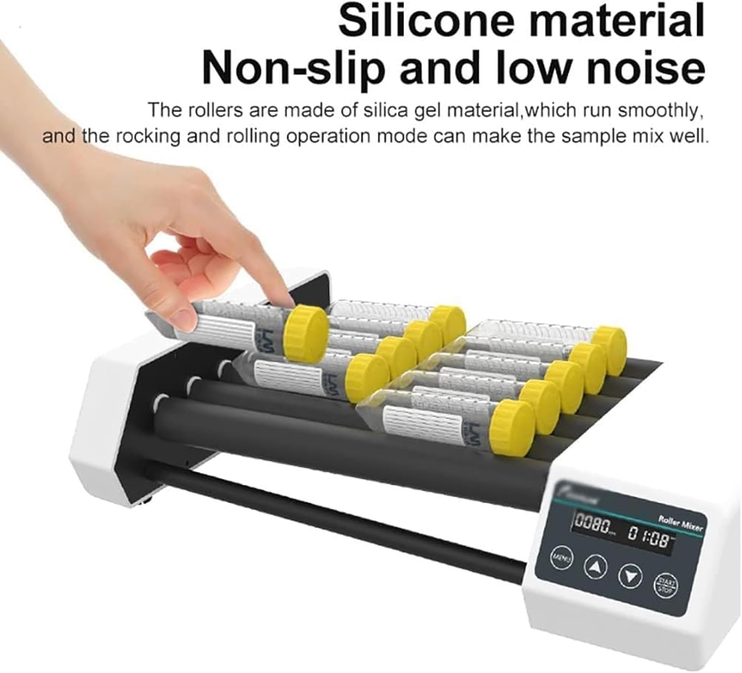 【国内即発】デジタルチューブローラーミキサー、チューブローラーマルチチューブ血液ミキサー、6つのローラー付き、デジタルディスプレイボタン、20〜