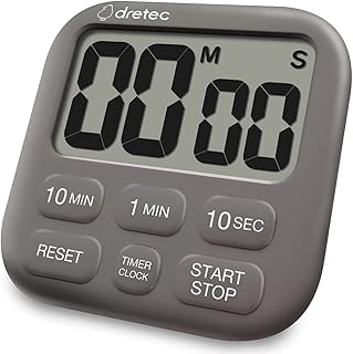 dretec デジタルタイマー キッチンタイマー 大型液晶ディスプレイ 調理用デジタルタイマー 強力マグネット メモリー機能 カウントアップ&カウントダウン 6キー ダークグレー 日本国内試験済み