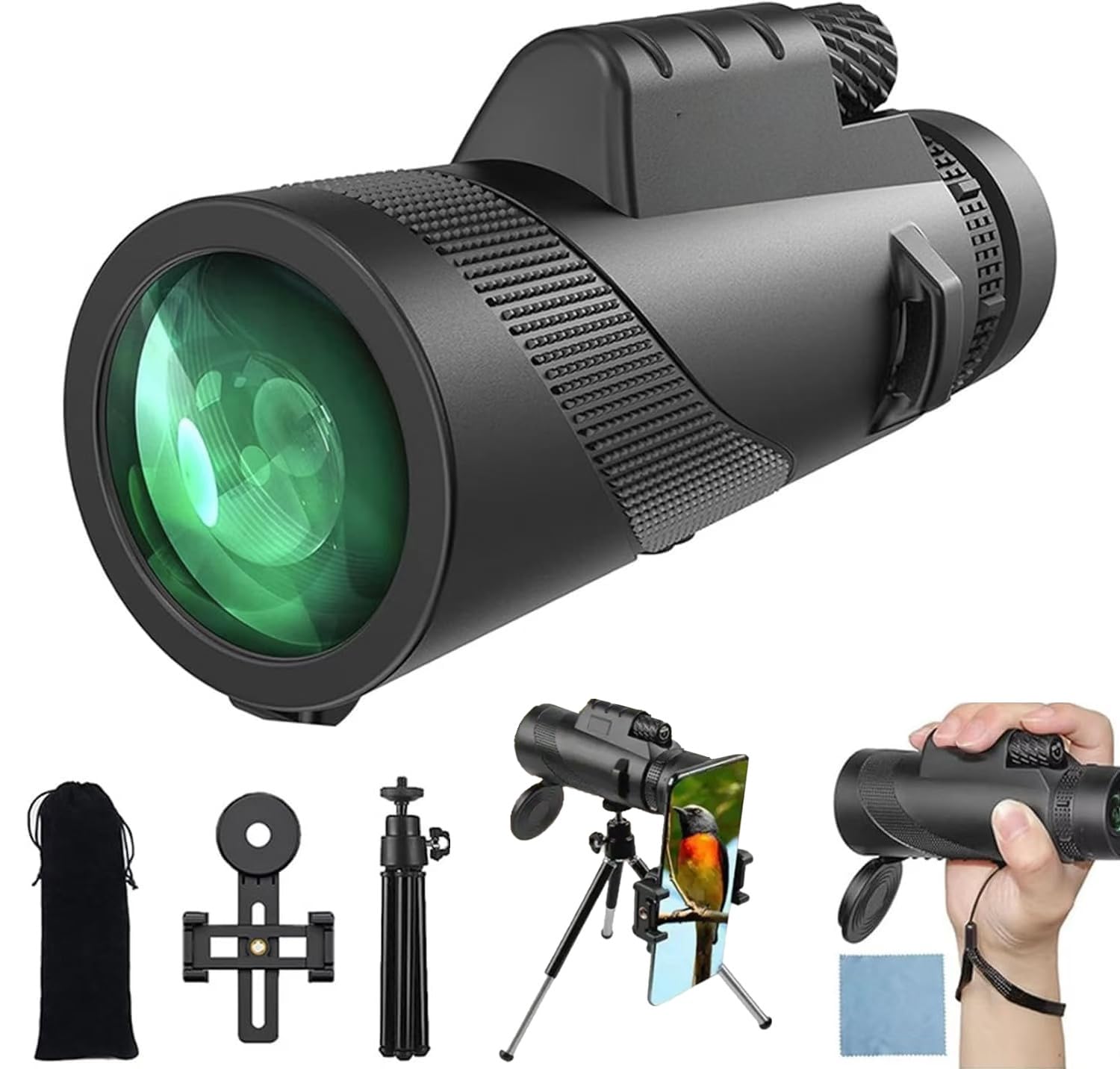 Telescopio Monocular, Monocular 12x50, Monoculo Telescopico, Prisma BAK4 de Alta Potencia y monoculares FMC para Senderismo Observación de Aves Caza Camping