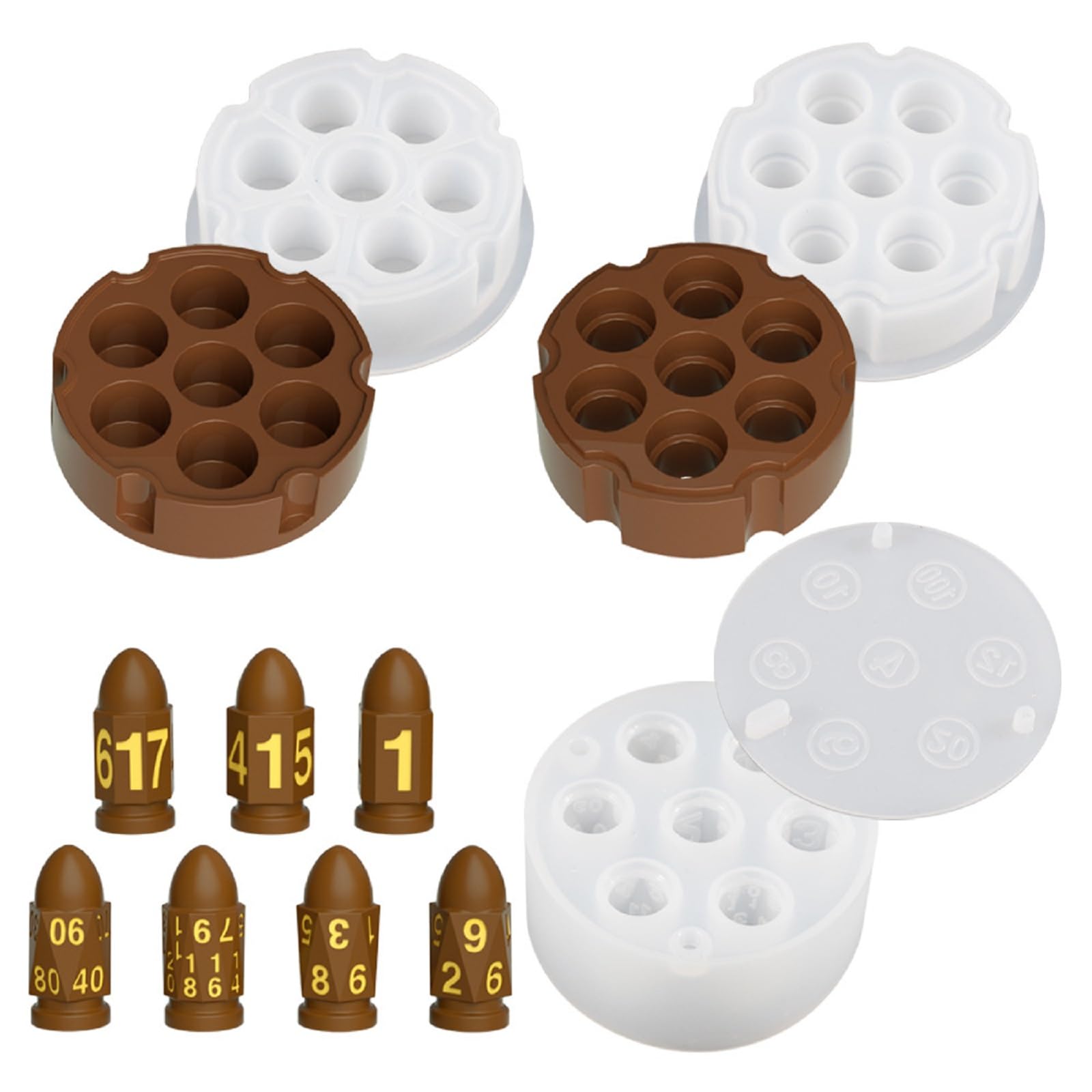 Silicone Polyhedral Bullet DND Dice Pendant Mold + 2X Storage Box Resin Casting Molds, Jewelry Keychain Charms Earring Epoxy Mould Art Decor Ice Cube Tray Handmade DIY Craft Gift Table Board Game