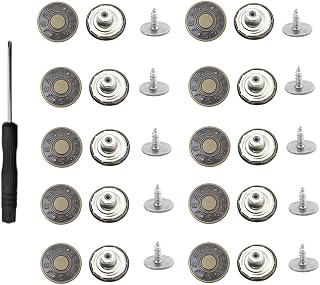 10 Stück Ersatz Knöpfe, Ersatz Jeans Knöpfe, 17mm Jeansknöpfe, Verstellbare Jeansknöpfe mit Schraubendreher, Abnehmbare Hosen Knopfe, für Jeans, Kleidung, Hosen, Taschen(Bronze)