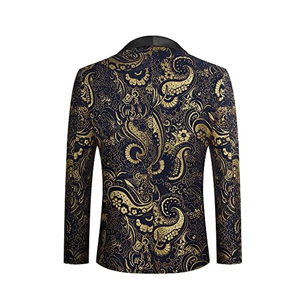 COOFANDY Men's Floral Dress Suit Luxury Embroidered Wedding Blazer Dinner Tuxedo Jacket for Party, Royal Blue, X-Large - Image 3