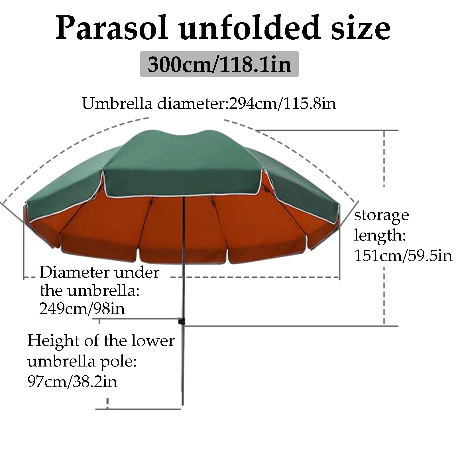 Parasol ogrodowy Bardzo duży parasol ogrodowy Parasole zewnętrzne na patio Przenośne parasole przeciwsłoneczne Parasole przeciwsłoneczne Słupy i żebra ze stali węglowej Podstawa do napełniania (300 cm