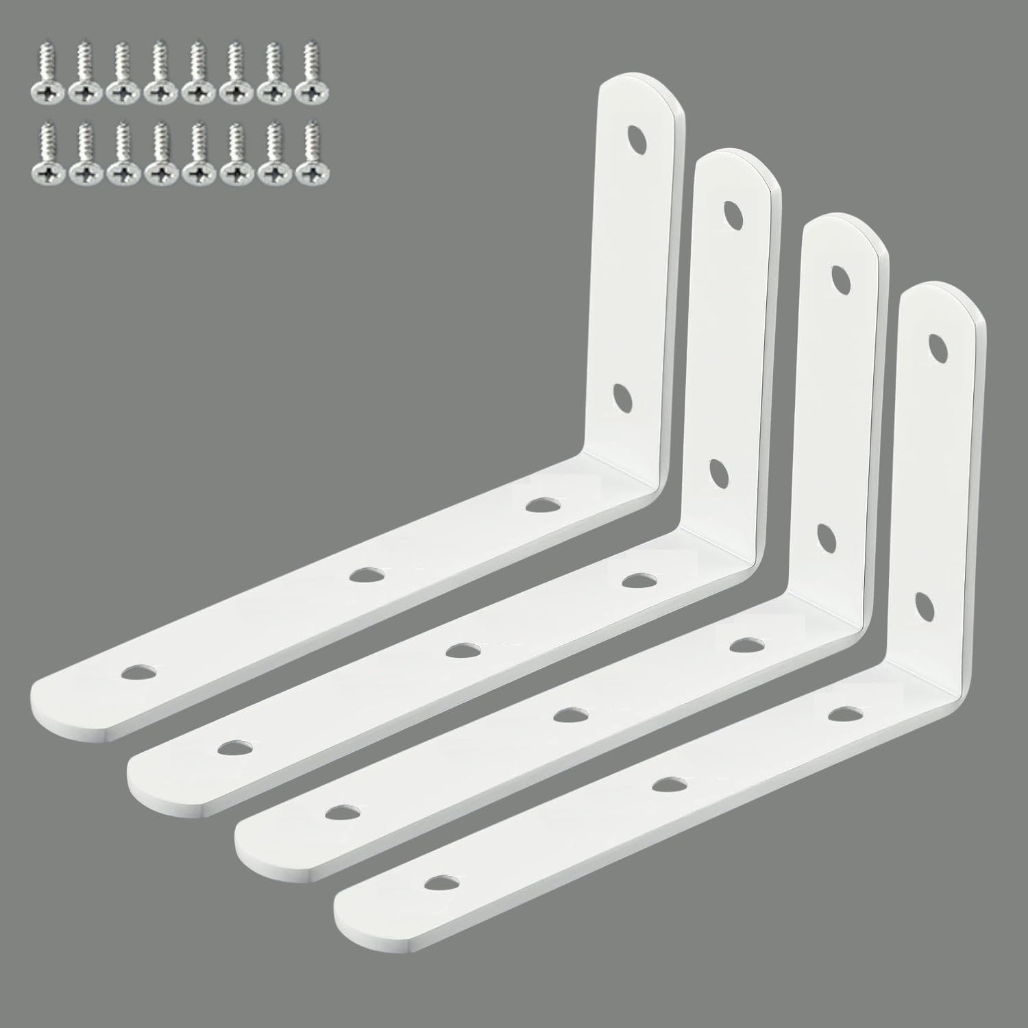 Homestead Decor Wall Bracket for Shelves and Home Decor, Metal L Angle With Matching Screws - Pack of 4 (6'' x 4'')